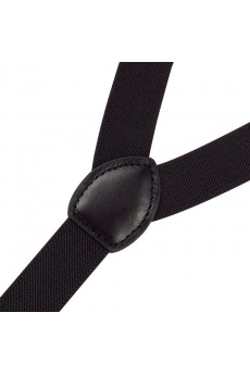 Men's Black Elastic Webbing Leather Suspender