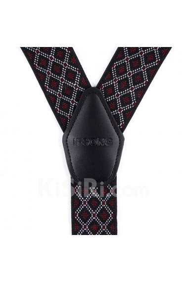 Men's Red Elastic Webbing Leather Suspender