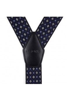 Men's Blue Elastic Webbing Leather Suspender