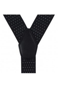 Men's Black Elastic Webbing Leather Suspender 