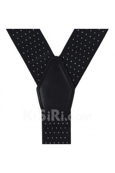 Men's Black Elastic Webbing Leather Suspender 