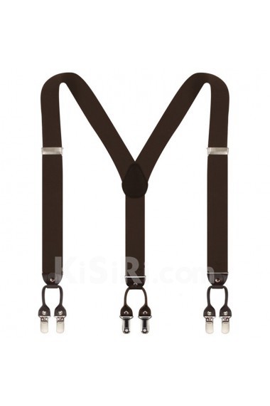 Men's Coffee Elastic Webbing Leather Suspender