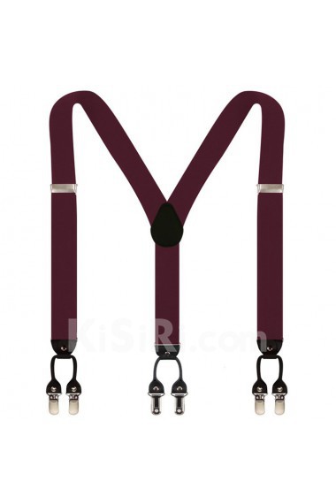 Men's Fuchsia Elastic Webbing Leather Suspender