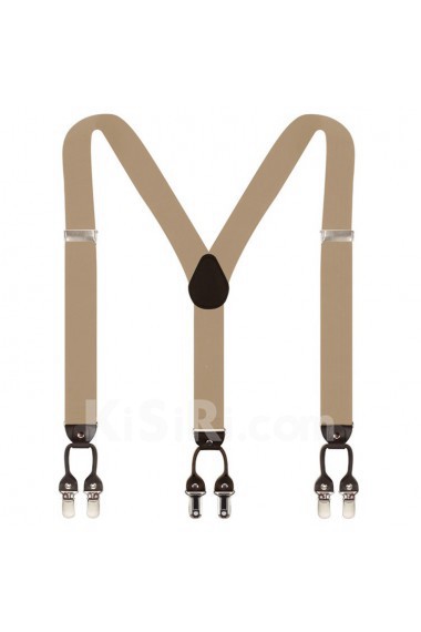 Men's Khaki Elastic Webbing Leather Suspender