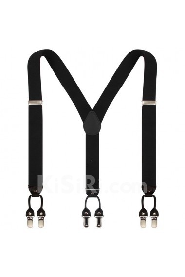 Men's Black Elastic Webbing Leather Suspender