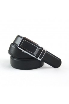 Men's Black Leather Metal Belt  