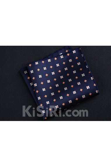 Blue Cotton-Microfiber Blended Pocket Square