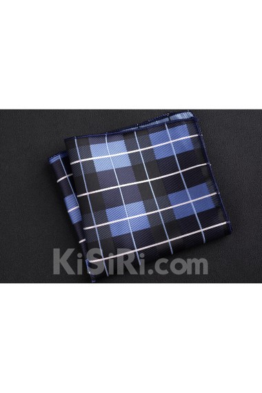 Blue Cotton-Microfiber Blended Pocket Square