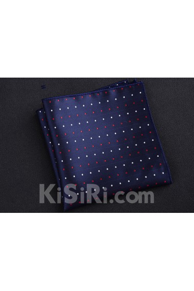 Blue Cotton-Microfiber Blended Pocket Square