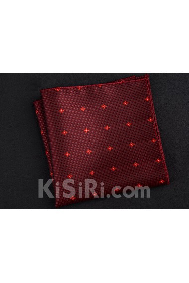 Red Cotton-Microfiber Blended Pocket Square