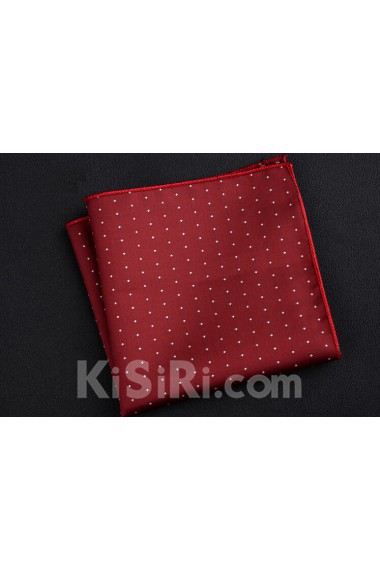 Red Cotton-Microfiber Blended Pocket Square