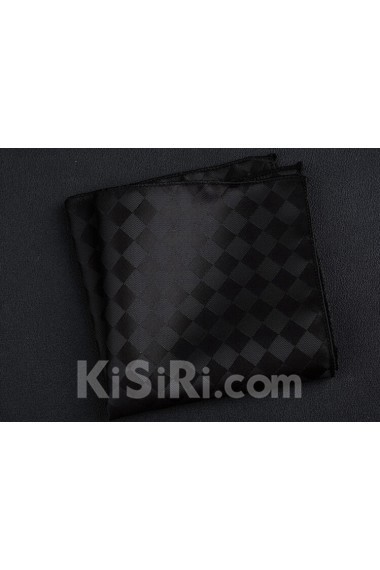 Black Cotton-Microfiber Blended Pocket Square