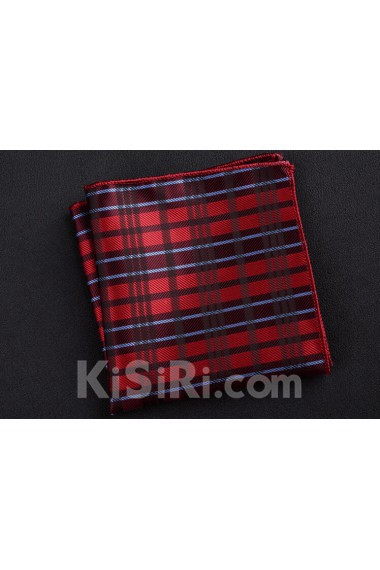 Red Cotton-Microfiber Blended Pocket Square