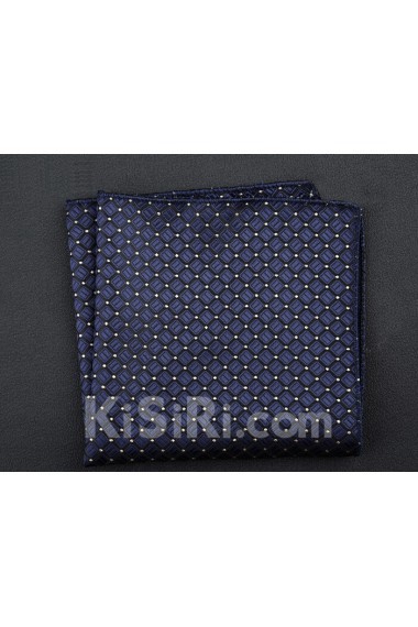 Blue Cotton-Microfiber Blended Pocket Square