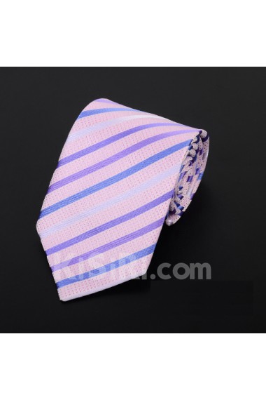 Pink Striped Microfiber Necktie