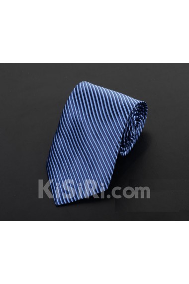 Blue Striped Microfiber Necktie