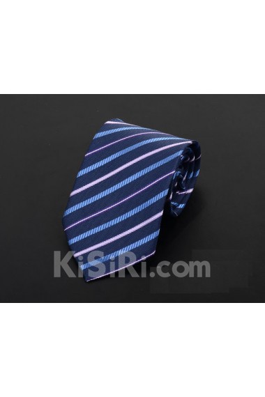 Blue Striped Microfiber Necktie