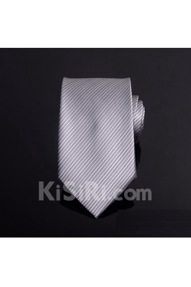 Gray Striped Microfiber Necktie