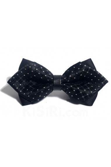 Black Checkered Microfiber Bow Tie