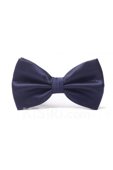 Blue Solid Microfiber Bow Tie