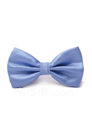 Blue Solid Microfiber Bow Tie