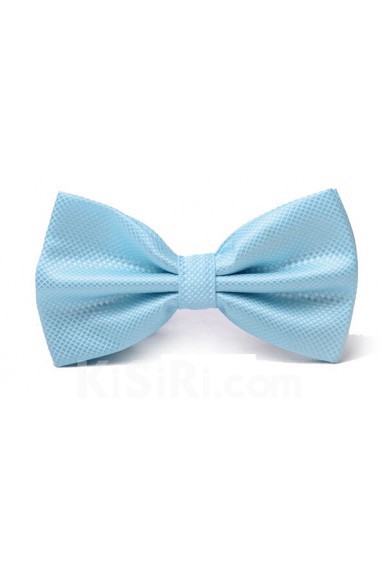 Blue Solid Microfiber Bow Tie