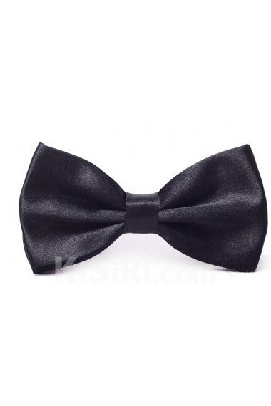 Black Solid Microfiber Bow Tie