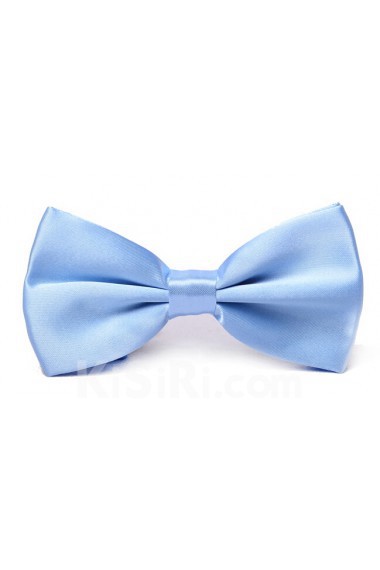 Blue Solid Microfiber Bow Tie