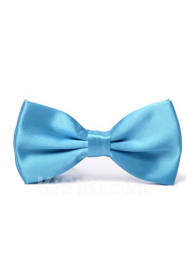 Blue Solid Microfiber Bow Tie