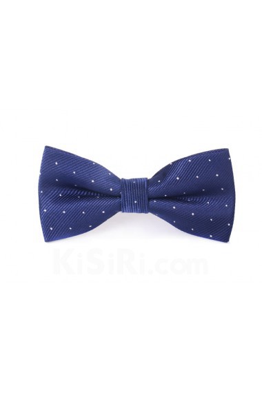 Blue Polka Dot Microfiber Bow Tie