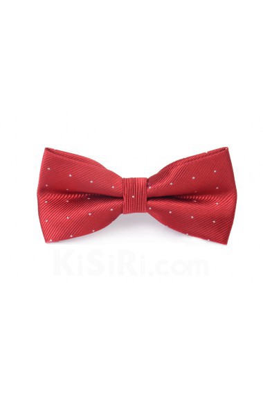 Dark Red Polka Dot Microfiber Bow Tie