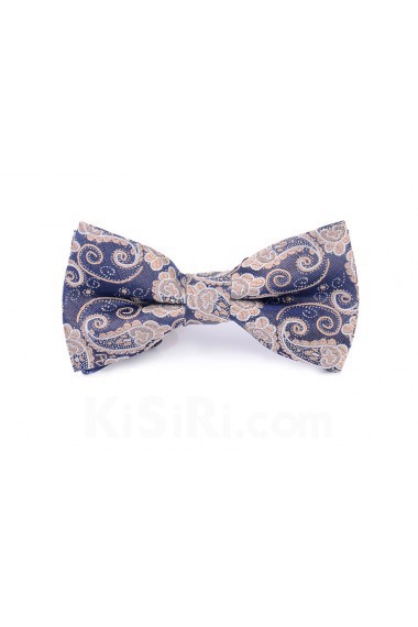 Blue Floral Microfiber Bow Tie