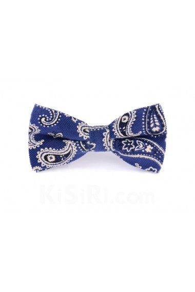 Blue Floral Microfiber Bow Tie