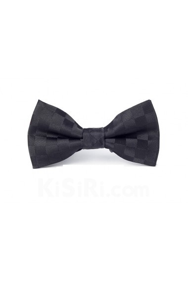 Black Checkered Microfiber Bow Tie