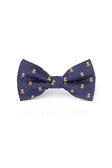 Blue Floral Microfiber Bow Tie