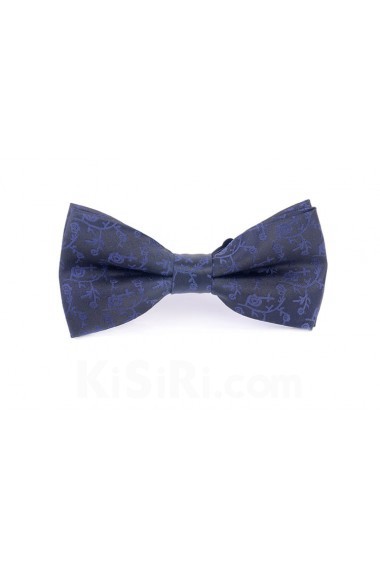 Blue Floral Microfiber Bow Tie