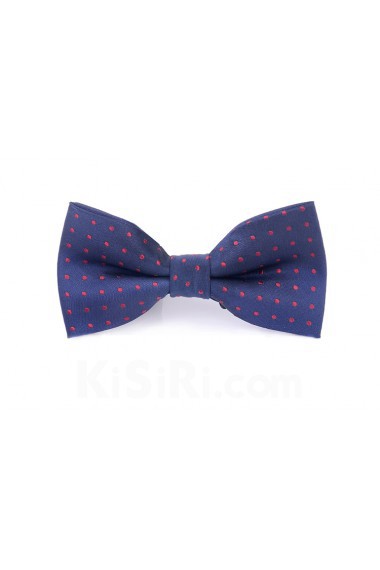 Blue Polka Dot Microfiber Bow Tie