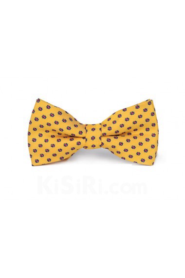 Yellow Floral Microfiber Bow Tie