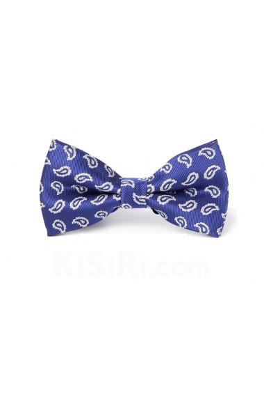 Blue Paisley Microfiber Bow Tie