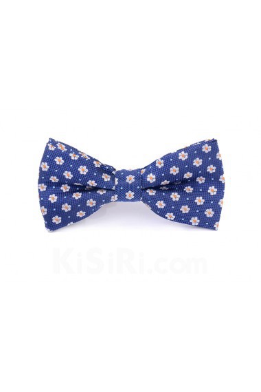 Blue Floral Microfiber Bow Tie