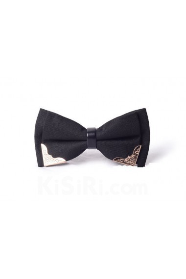 Black Solid Microfiber Bow Tie