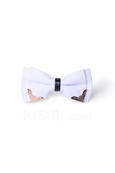 White Solid Microfiber Bow Tie