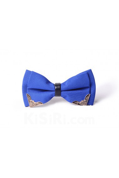 Blue Solid Microfiber Bow Tie