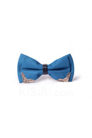 Blue Solid Microfiber Bow Tie