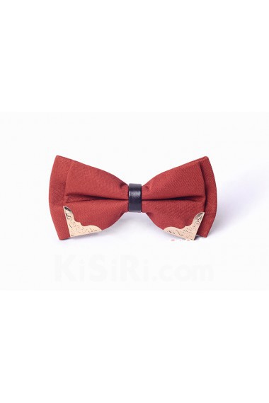 Red Solid Microfiber Bow Tie