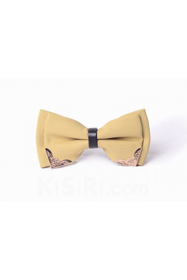 Yellow Solid Microfiber Bow Tie