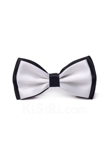 White Solid Microfiber Bow Tie