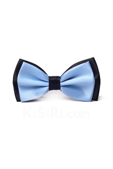 Blue Solid Microfiber Bow Tie