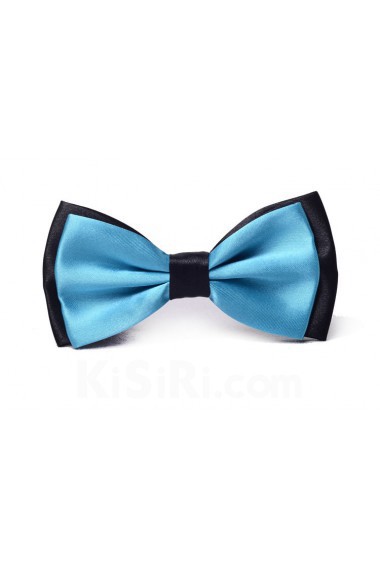 Blue Solid Microfiber Bow Tie