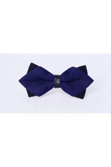 Blue Solid Microfiber Bow Tie